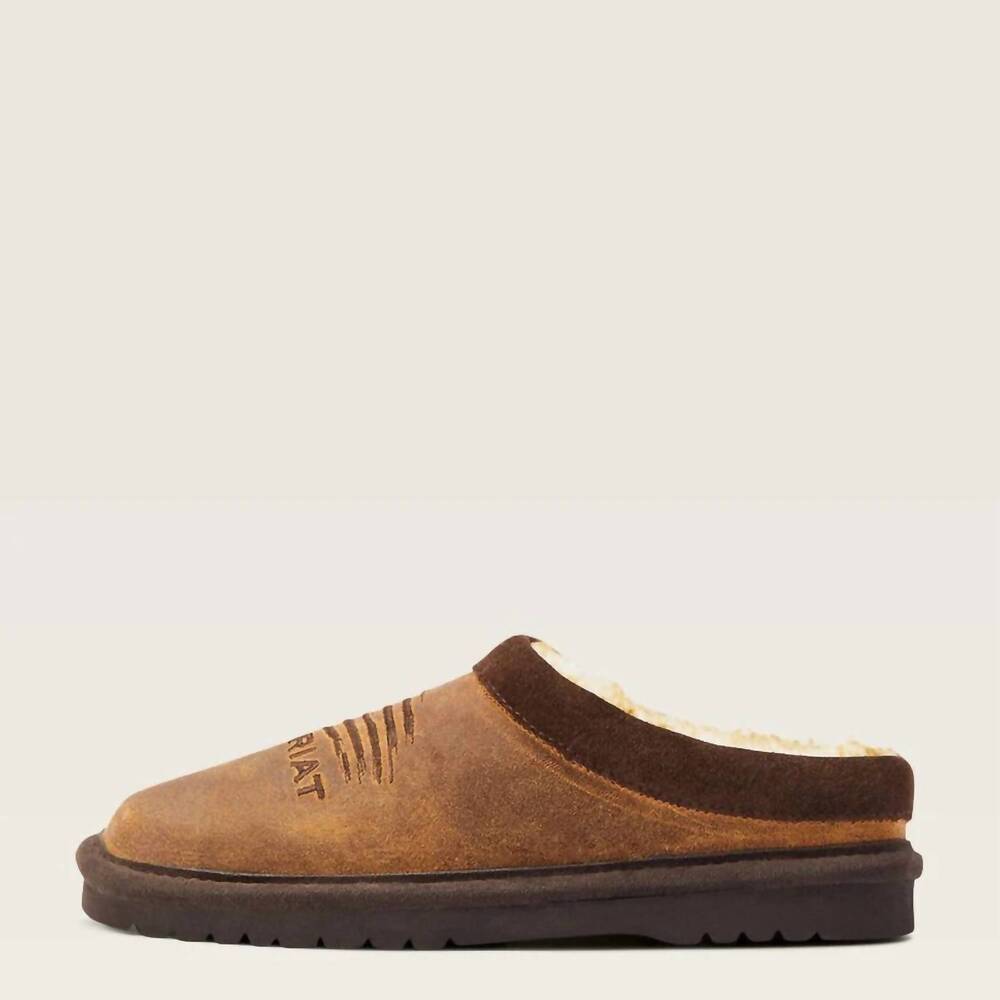 NEW ARIAT boys patriot square toe slipper in dusty brown